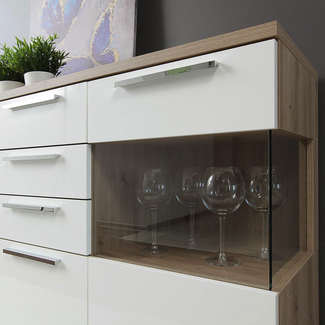 Гостиная Наполи (дуб Крафт серый/Моккачино глянец)