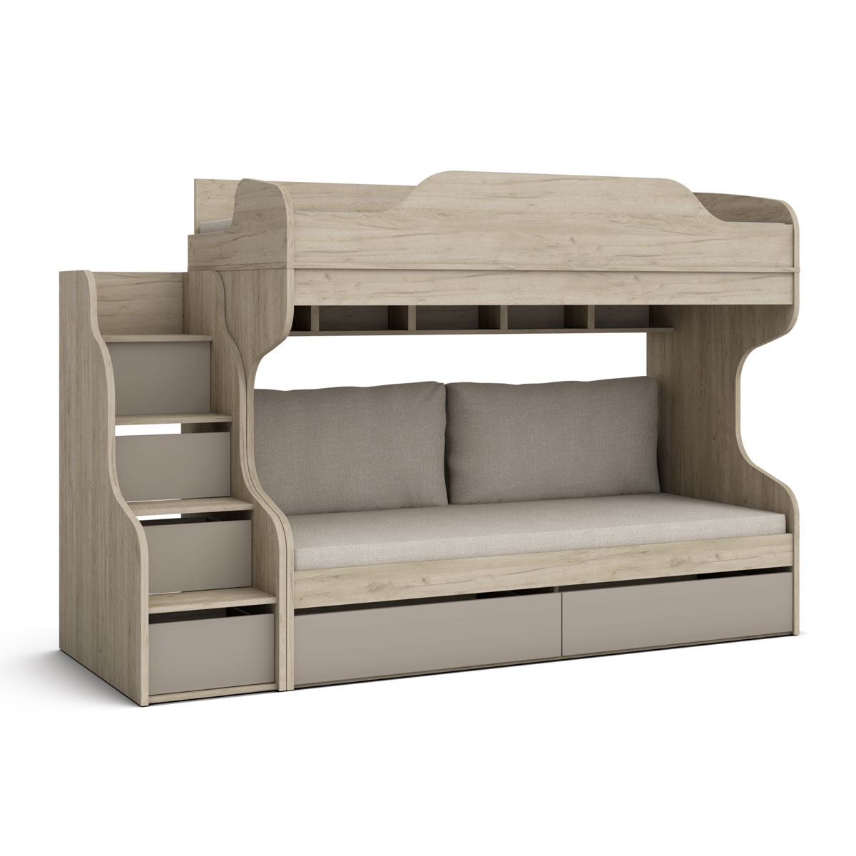 Кровать двухъярусная 90х200 Napoli (Крафт серый/камень Терра)