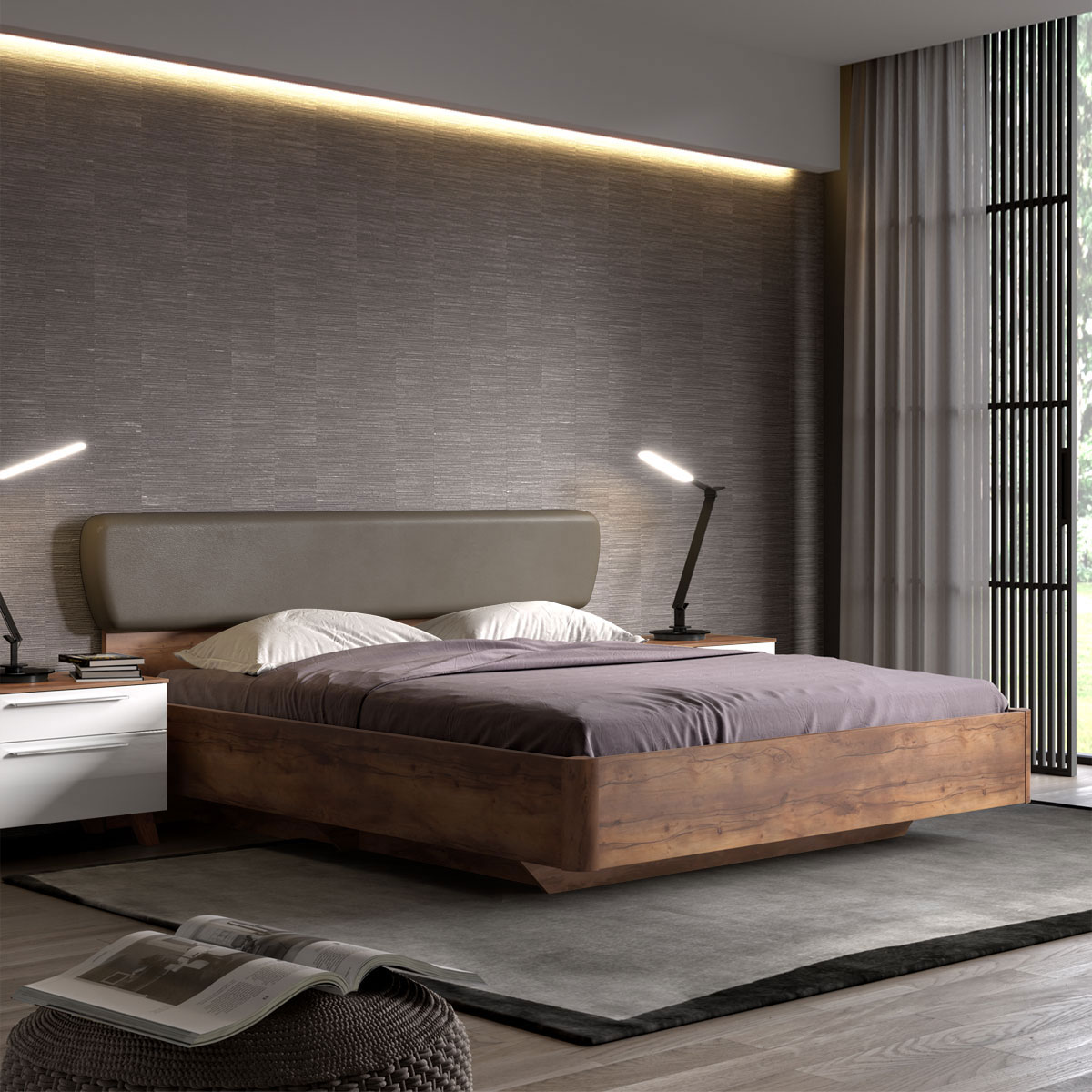 Кровать 160х200 с ящиком Solo (таксония/экокожа мокко)