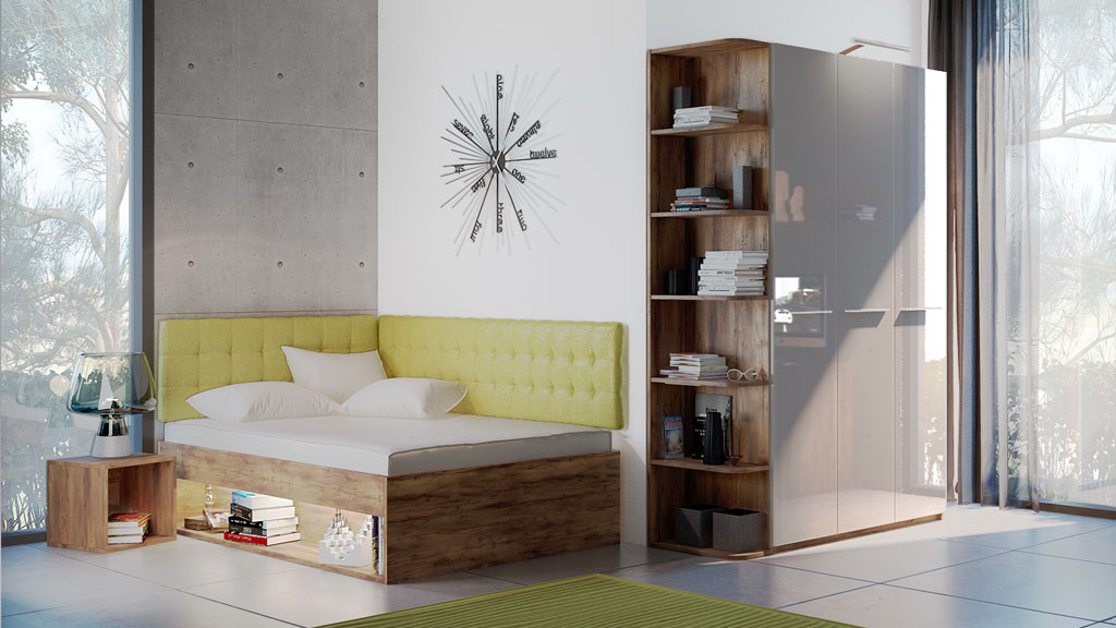 Молодежная мебель Соло (тис Таксония/моккачино глянец)