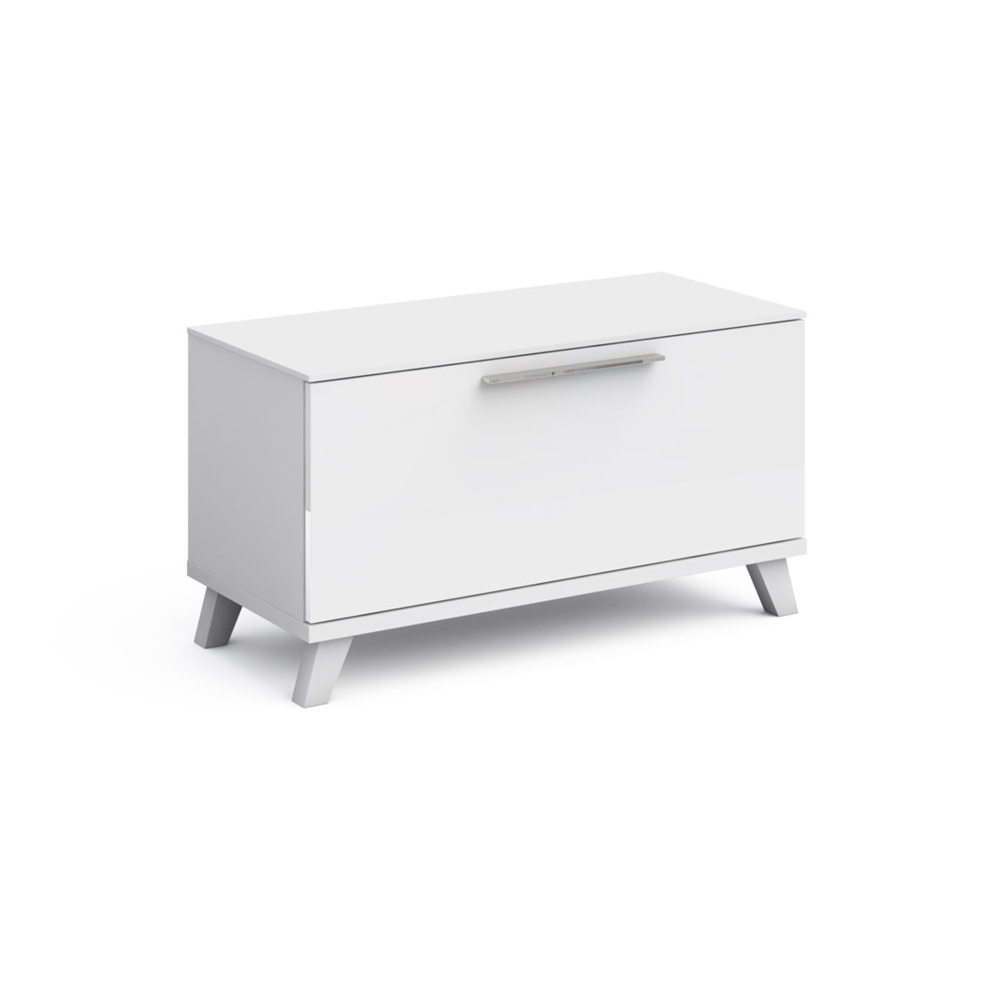 Тумба для обуви на опорах (белый/белый глянец)