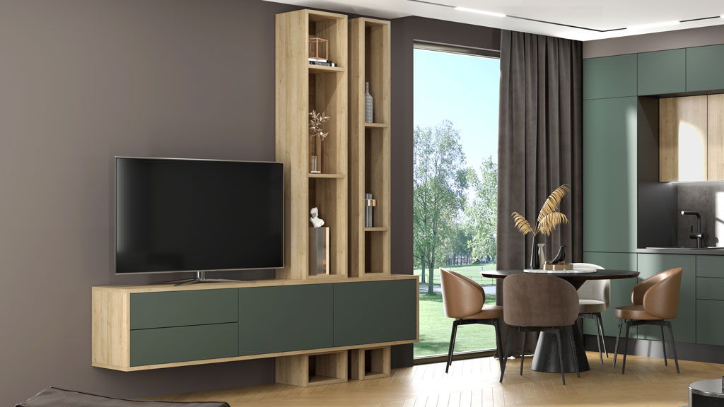 Стеллаж 405.Ilma-KSt-06 (дуб Ривьера/Форест Грин)