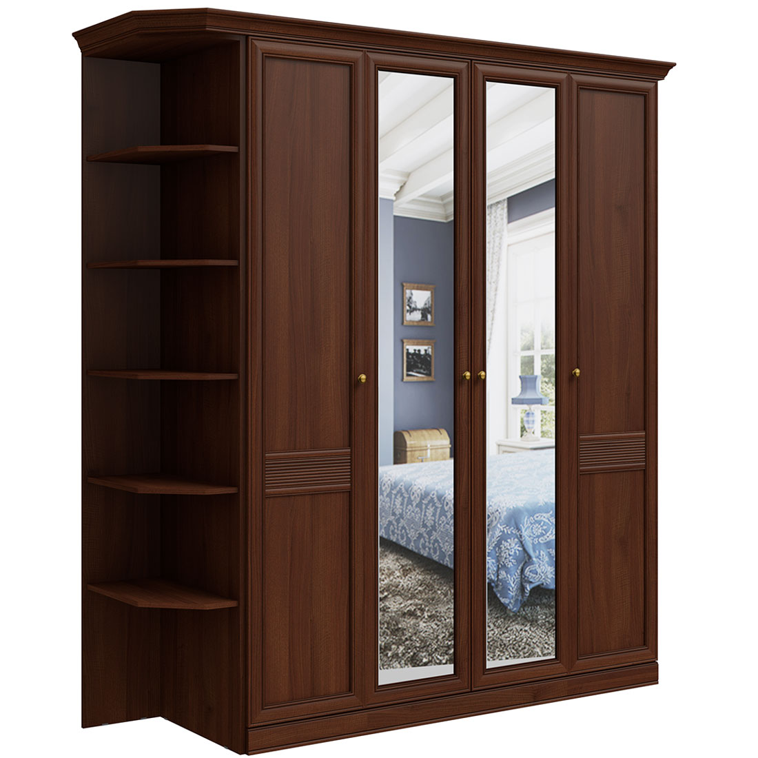 Шкаф распашной 4 двери Верди (орех Леванте)