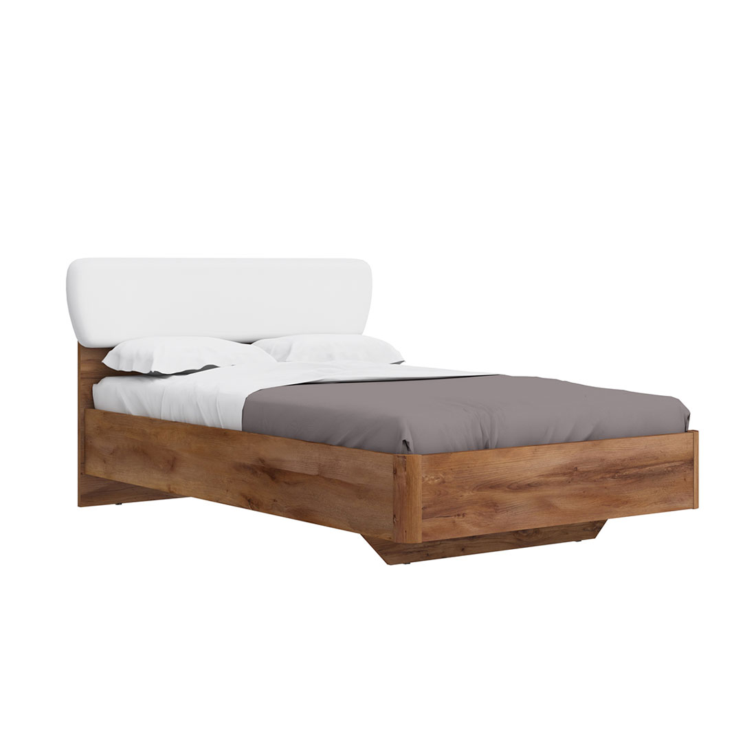 Кровать 120х200 с мягким изголовьем Solo (таксония/экокожа белая)