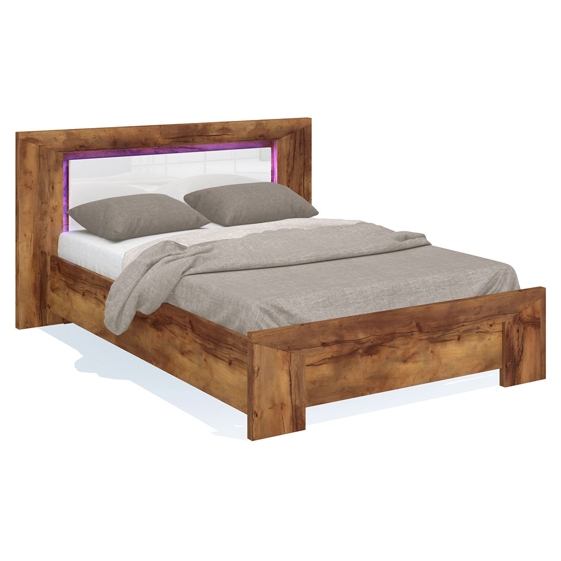 Кровать полуторная 140x200 Блейд (тис Таксония/белый глянец)