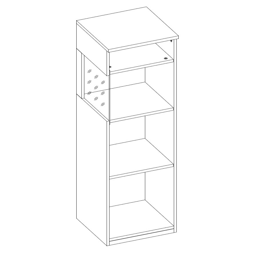 Низкий шкаф-витрина Napoli (дуб Крафт белый/бэйлиз глянец) левый