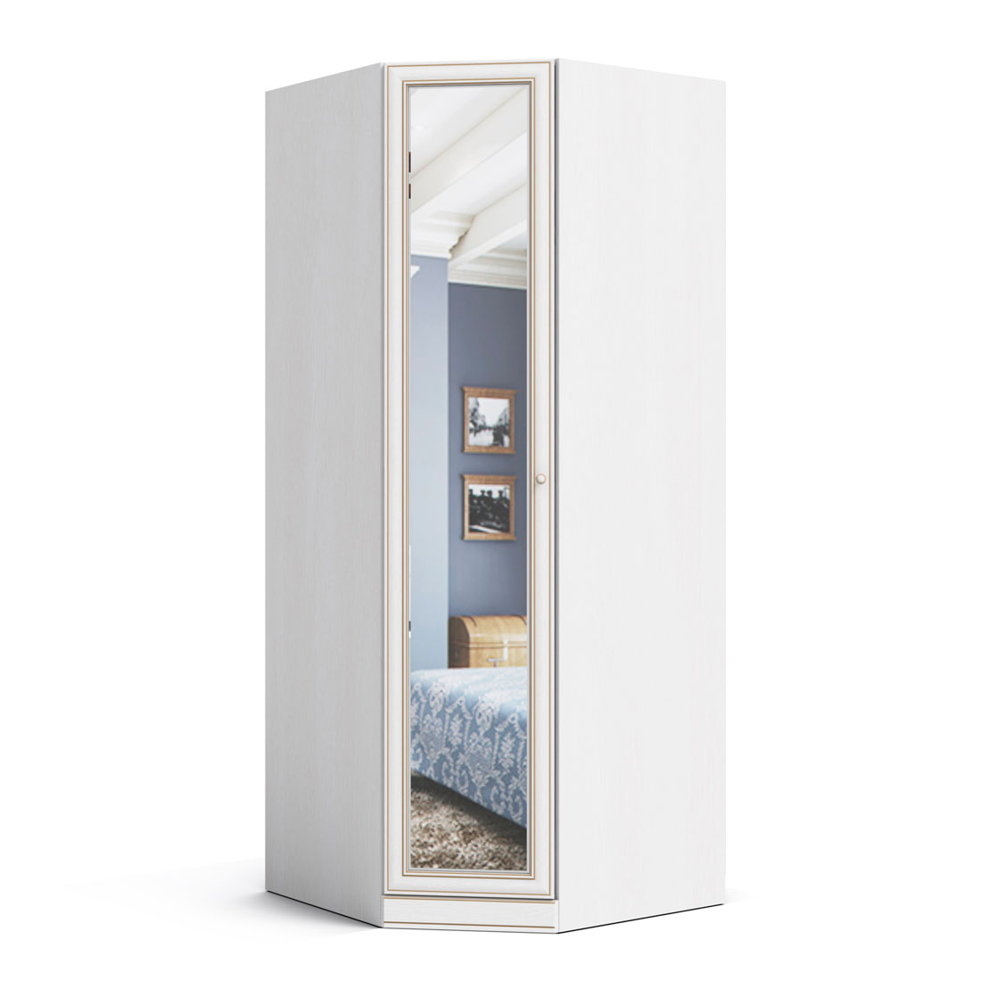 Угловой равносторонний шкаф с зеркалом Верди (дуб Белуна)