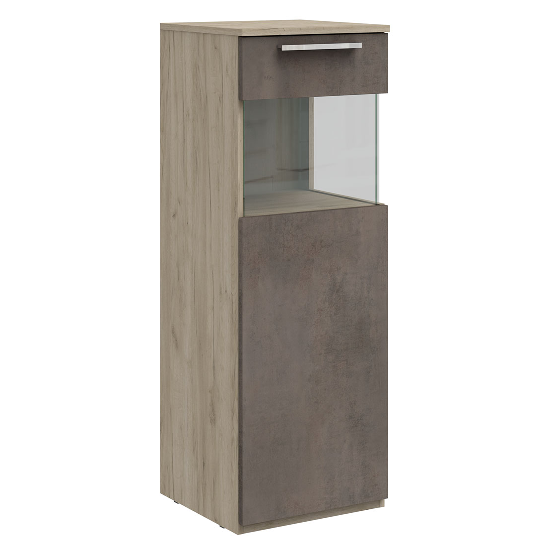 Низкий шкаф-витрина Napoli (дуб Крафт серый/бетон Dark) правый