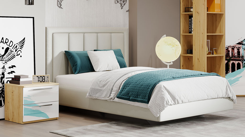 Кровать с тумбой Наполи (Дуб золотой/глянец)