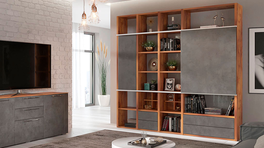 Стеллаж 405.K37 (тис Таксония/Бетон Dark)