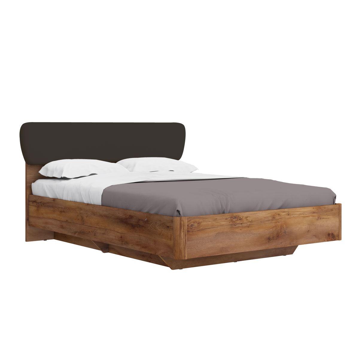 Кровать полуторная 140х200 с подъёмным основанием Solo (таксония/экокожа коричневая)