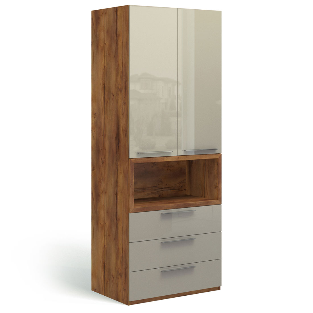 Шкаф двухдверный Solo Quadro (таксония/моккачино)