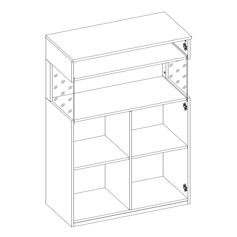 Низкий шкаф-витрина Napoli (дуб Крафт серый/бетон Dark)