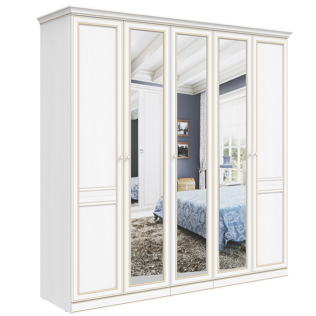 Шкаф распашной 5 дверей Верди (дуб Белуна)