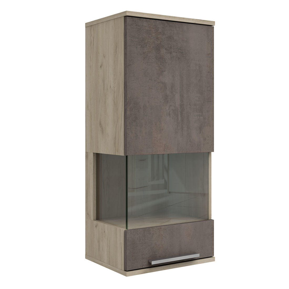 Навесной шкаф-витрина Napoli (Крафт серый/бетон Dark) левый