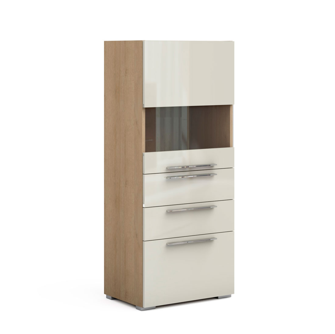 Шкаф-витрина с ящиками Solo (дуб Ривьера/крем) левый