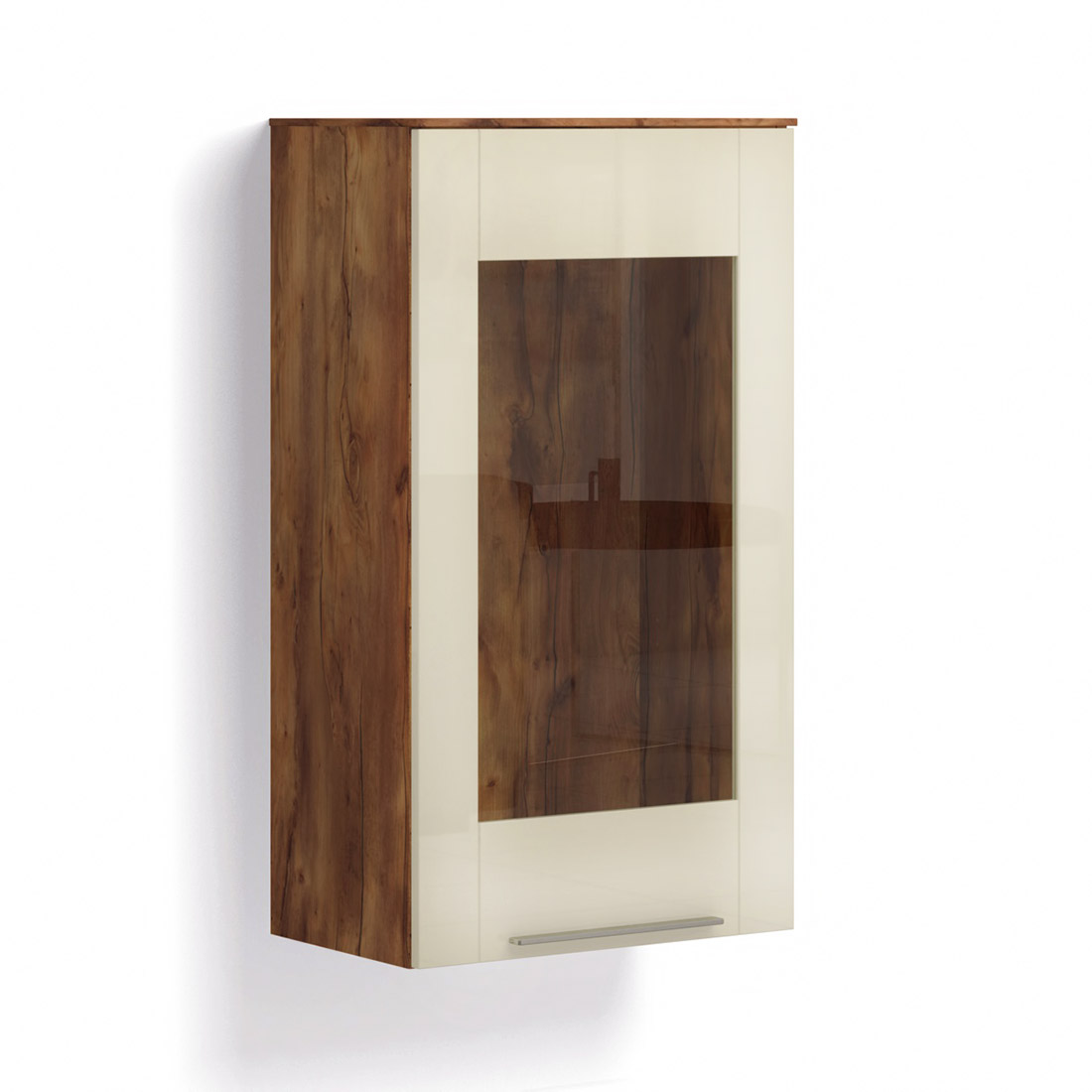 Навесной шкаф-витрина Solo (Таксония/крем)