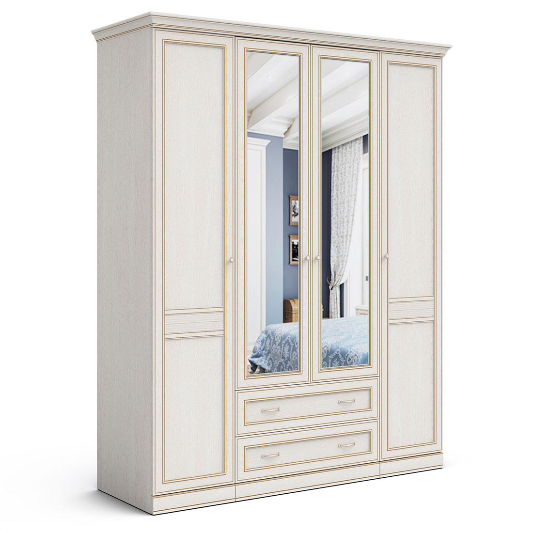 Шкаф распашной 4 двери Верди (дуб Белуна)