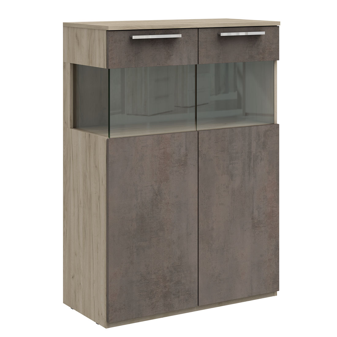Низкий шкаф-витрина Napoli (дуб Крафт серый/бетон Dark) левый