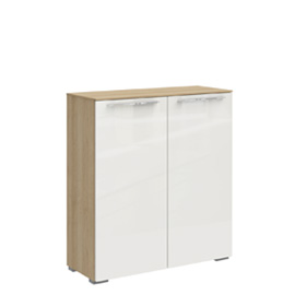 Обувница  2 двери Solo (дуб Ривьера/белый глянец)