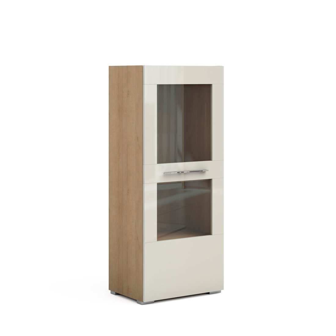 Шкаф-витрина Solo (дуб Ривьера/крем) левый