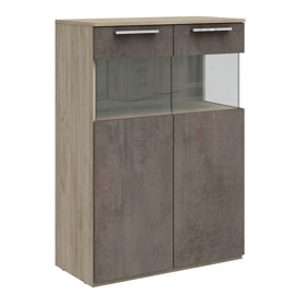 Низкий шкаф-витрина Napoli (дуб Крафт серый/бетон Dark) правый