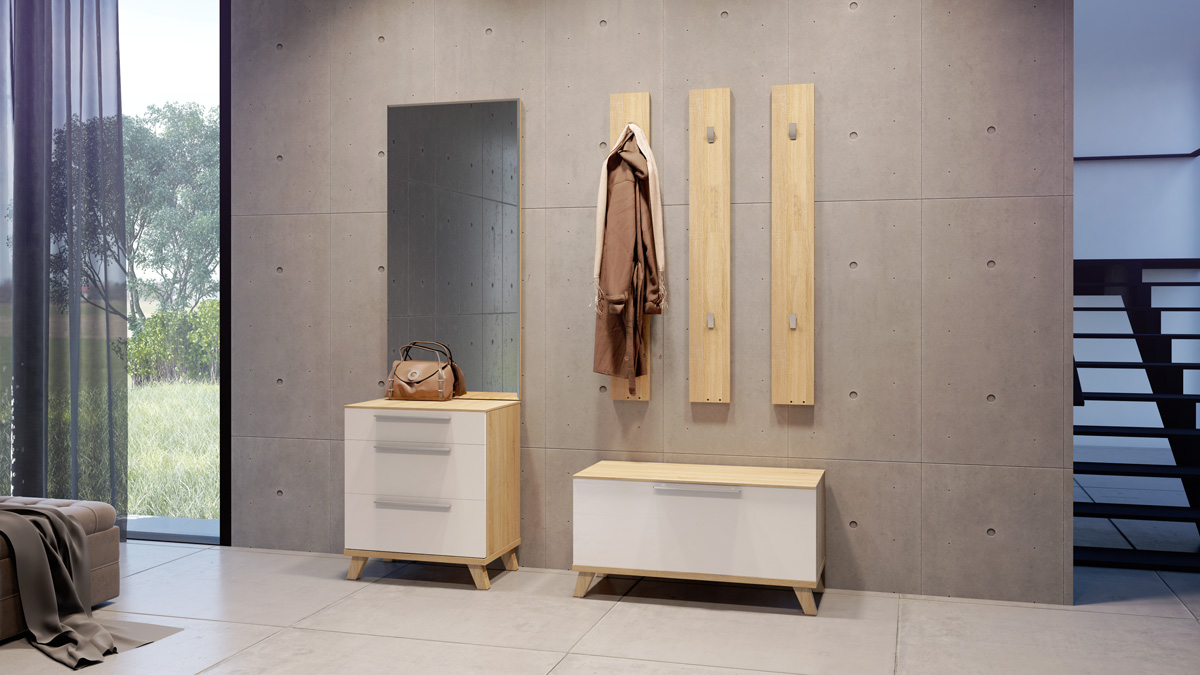 Прихожая Solo Композиция 3 (дуб Ривьера/белый глянец)