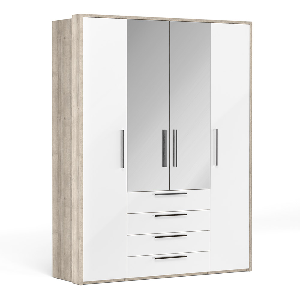 Шкаф с зеркалами Napoli (Крафт серый/белый/зеркало)