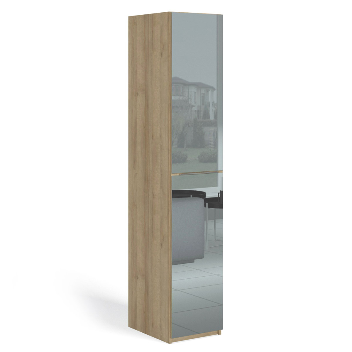 Шкаф-пенал Solo с зеркалом (дуб Ривьера)