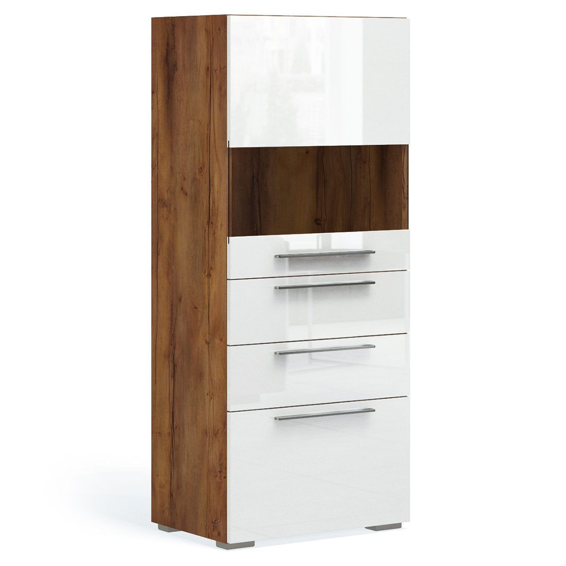 Шкаф-витрина с ящиками Solo (таксония/белый глянец) левый