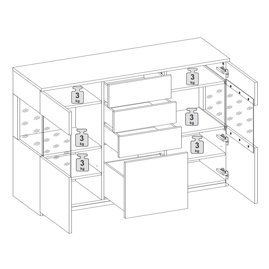 Комод Napoli (дуб Крафт серый/Бетон Dark)