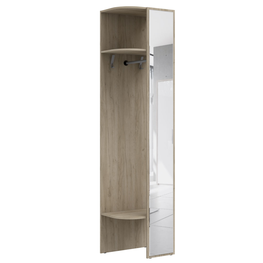 Вешалка с зеркалом Наполи (дуб Крафт серый) левая