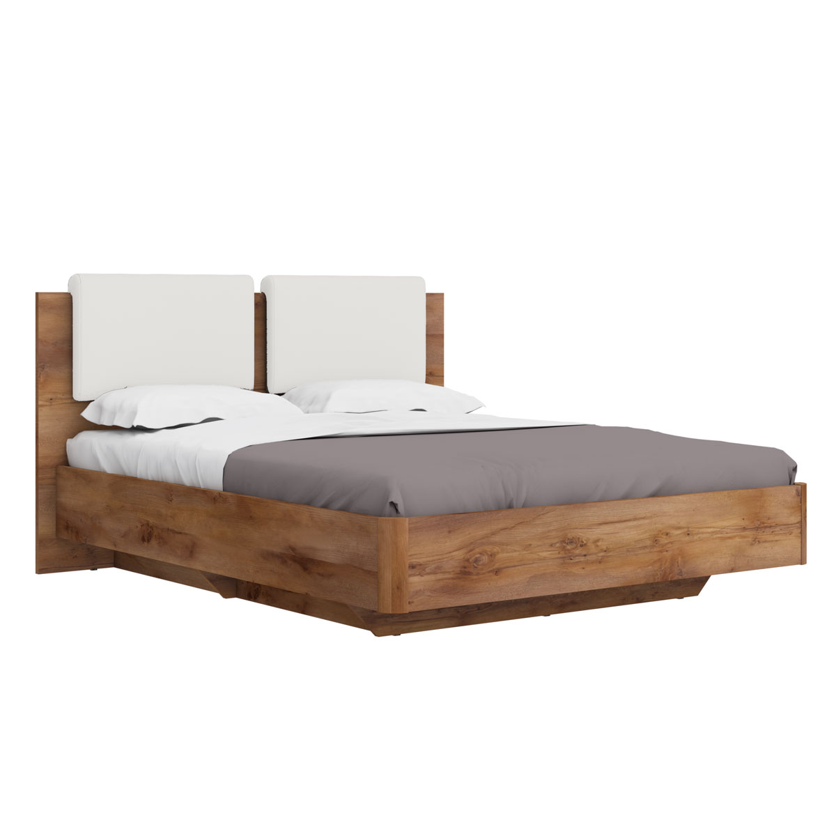 Кровать с мягким изголовьем 160х200 Solo (таксония/белая экокожа)