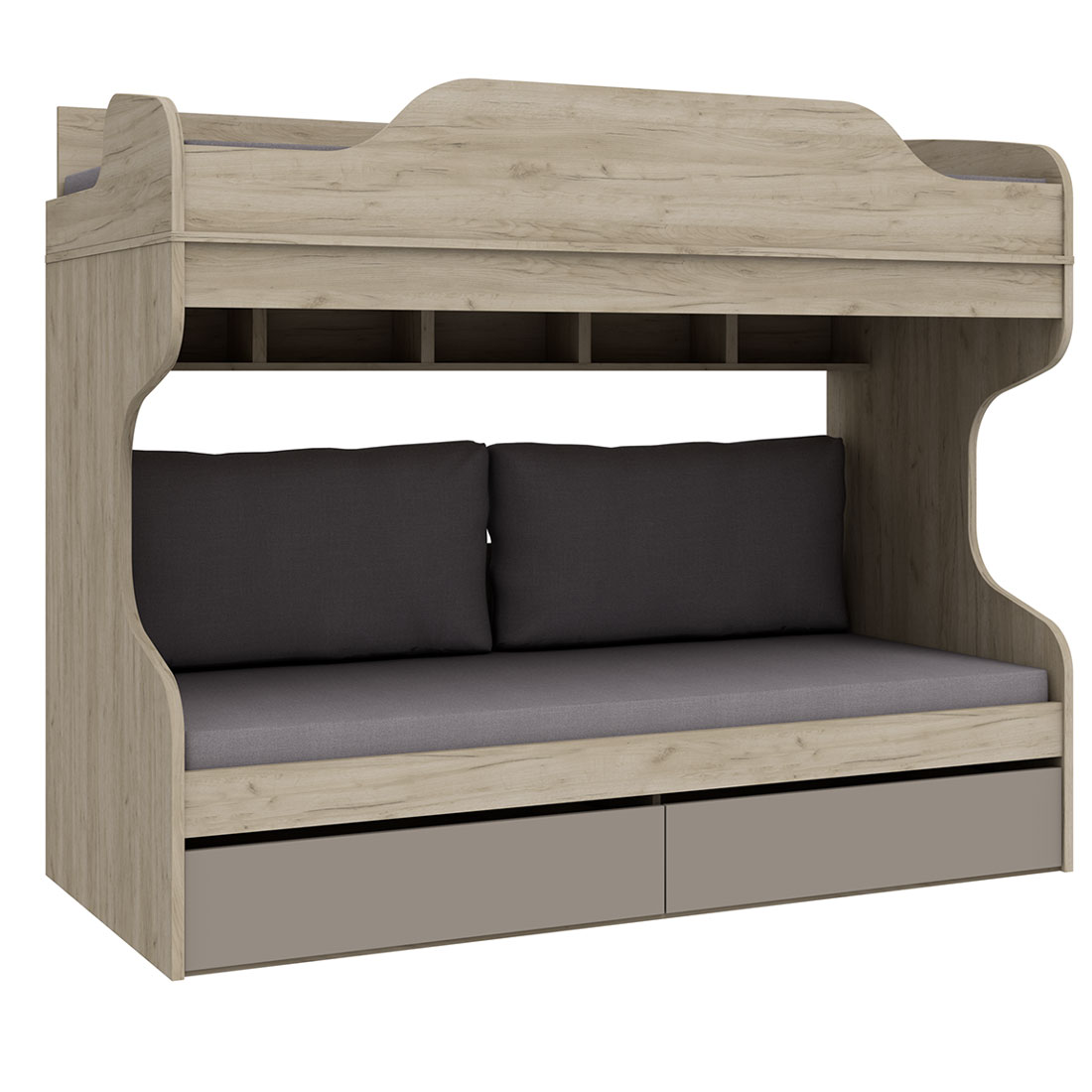 Кровать двухъярусная 90х200 Napoli (Крафт серый/камень Терра)