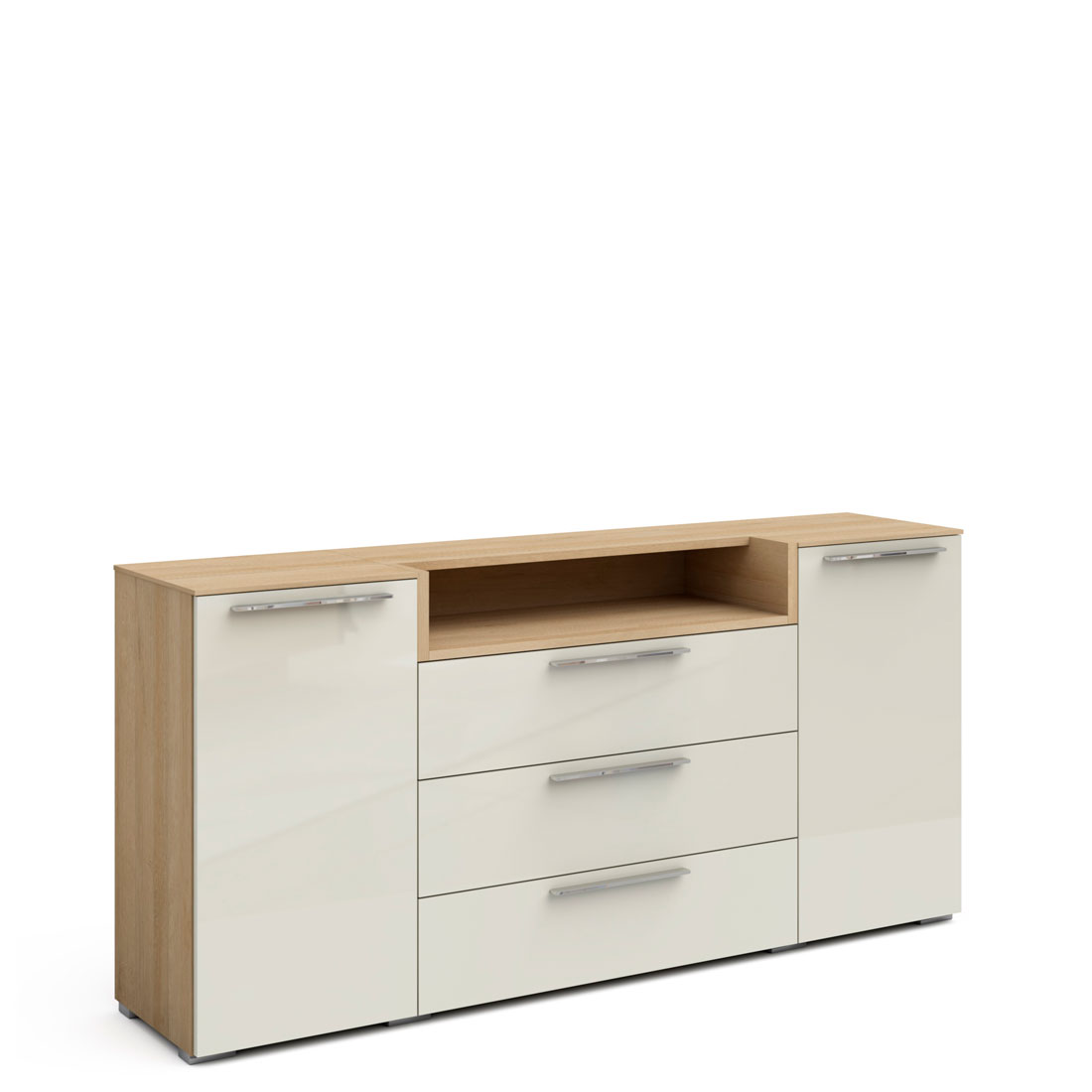 Широкий комод с 3D нишей Solo (дуб Ривьера/крем)