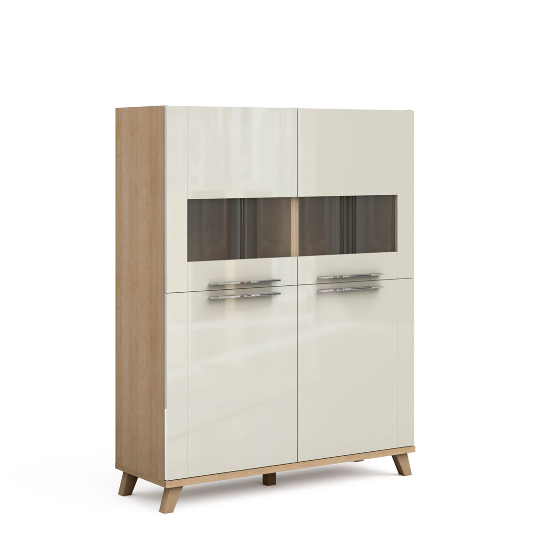 Шкаф-витрина на опорах Solo (дуб Ривьера/крем)