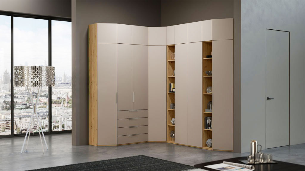 Шкаф с антресолью Наполи (Дуб золотой/мокко матовый)