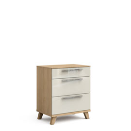 Прикроватная тумба с 3 ящиками на опорах Solo (дуб Ривьера/крем)