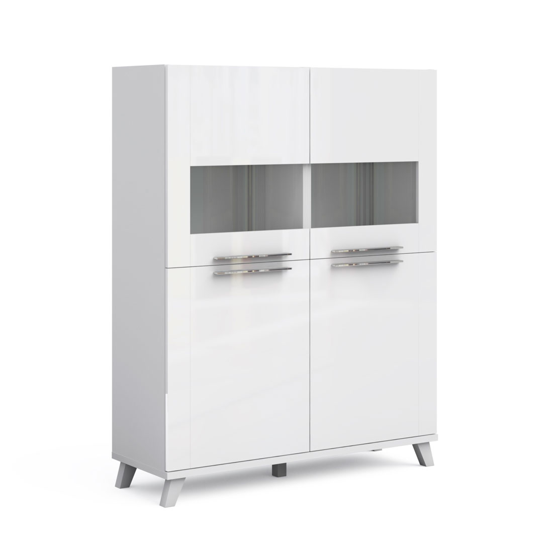 Шкаф-витрина на опорах Solo (белый/белый глянец)