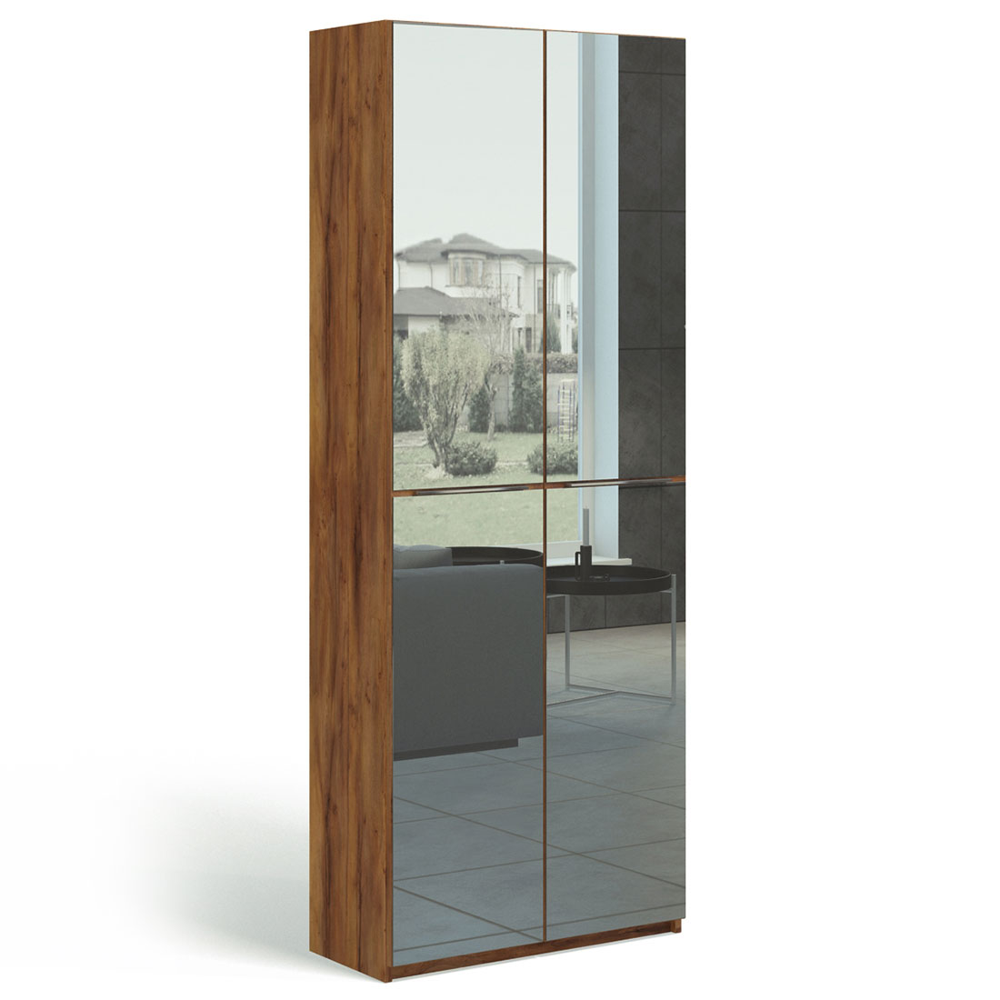 Шкаф двухдверный узкий Solo (таксония/зеркало)