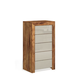 Высокий комод с ящиками Blade (тис Таксония/моккачино глянец)