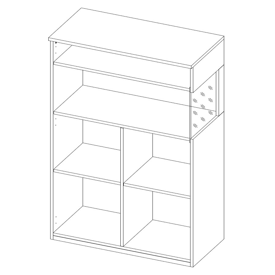 Низкий шкаф-витрина Napoli (дуб Крафт белый/бэйлиз глянец) правый