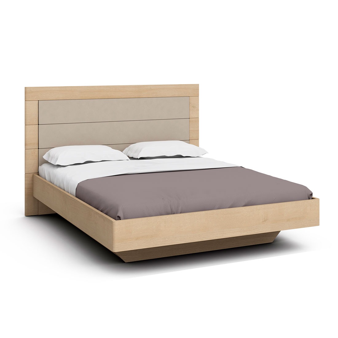 Кровать с мягким изголовьем  Илма-2 (дуб Ривьера/Kenya Beige)