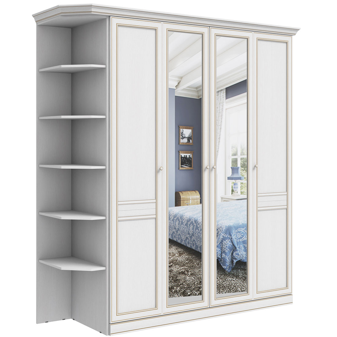 Шкаф распашной 4 двери Верди (дуб Белуна)