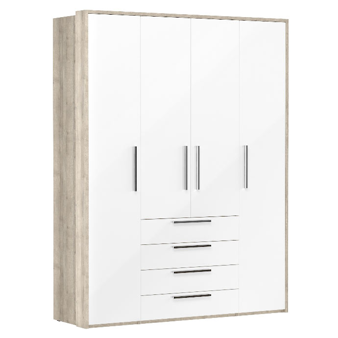 Шкаф с ящиками Napoli (Крафт серый/белый глянец)