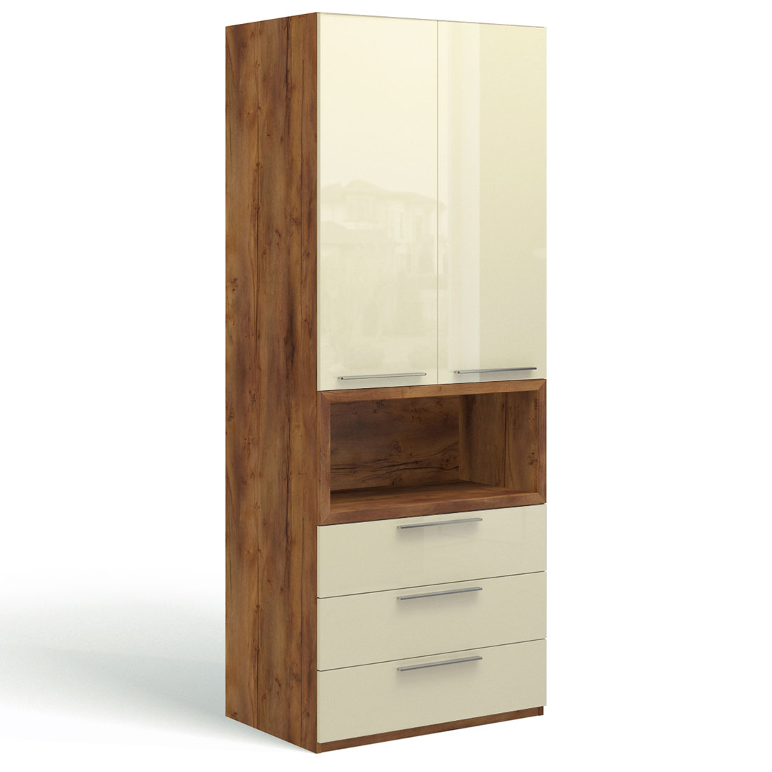 Шкаф двухдверный Solo Quadro (таксония/моккачино)