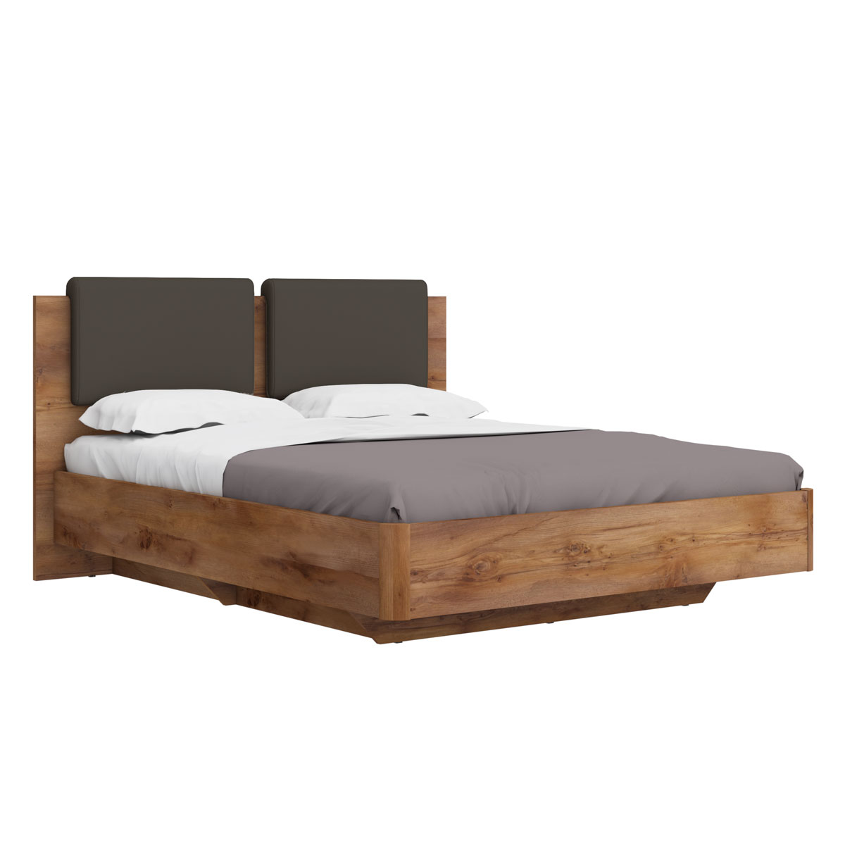 Кровать с мягким изголовьем 160х200 Solo (таксония/экокожа коричневая)