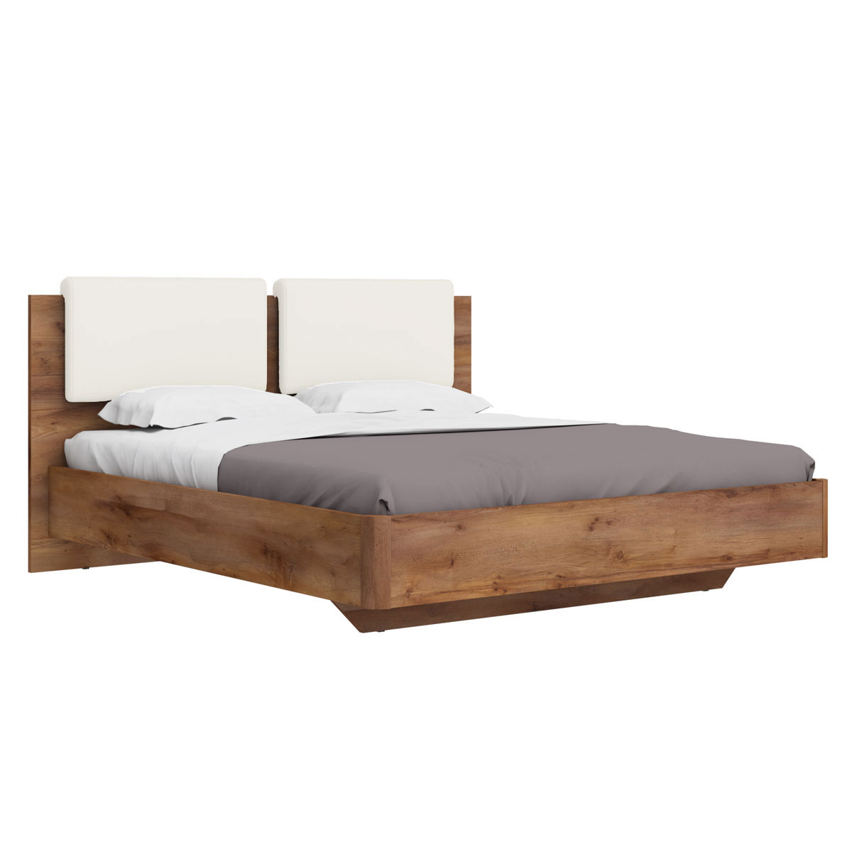 Кровать 160х200 с мягким изголовьем Solo (таксония/экокожа белая)