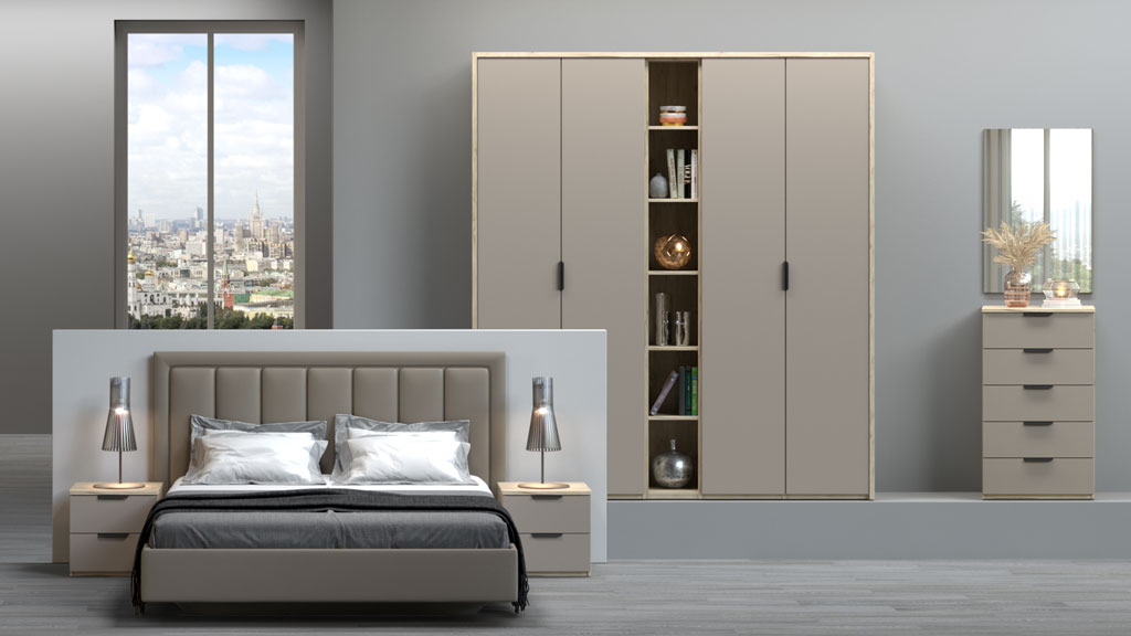 Спальня Наполи (Крафт серый/камень Терра)