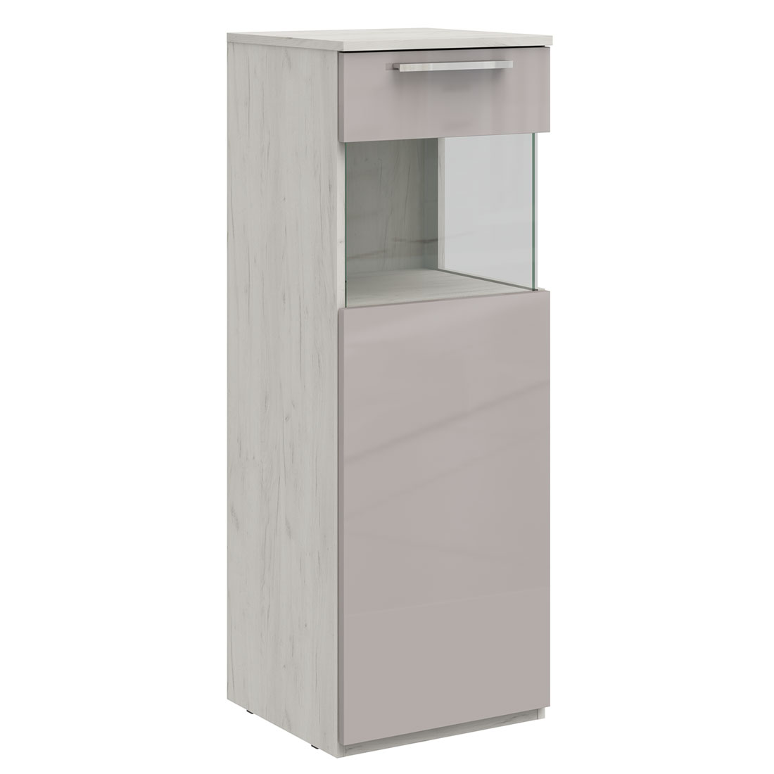 Низкий шкаф-витрина Napoli (дуб Крафт белый/бэйлиз глянец) правый